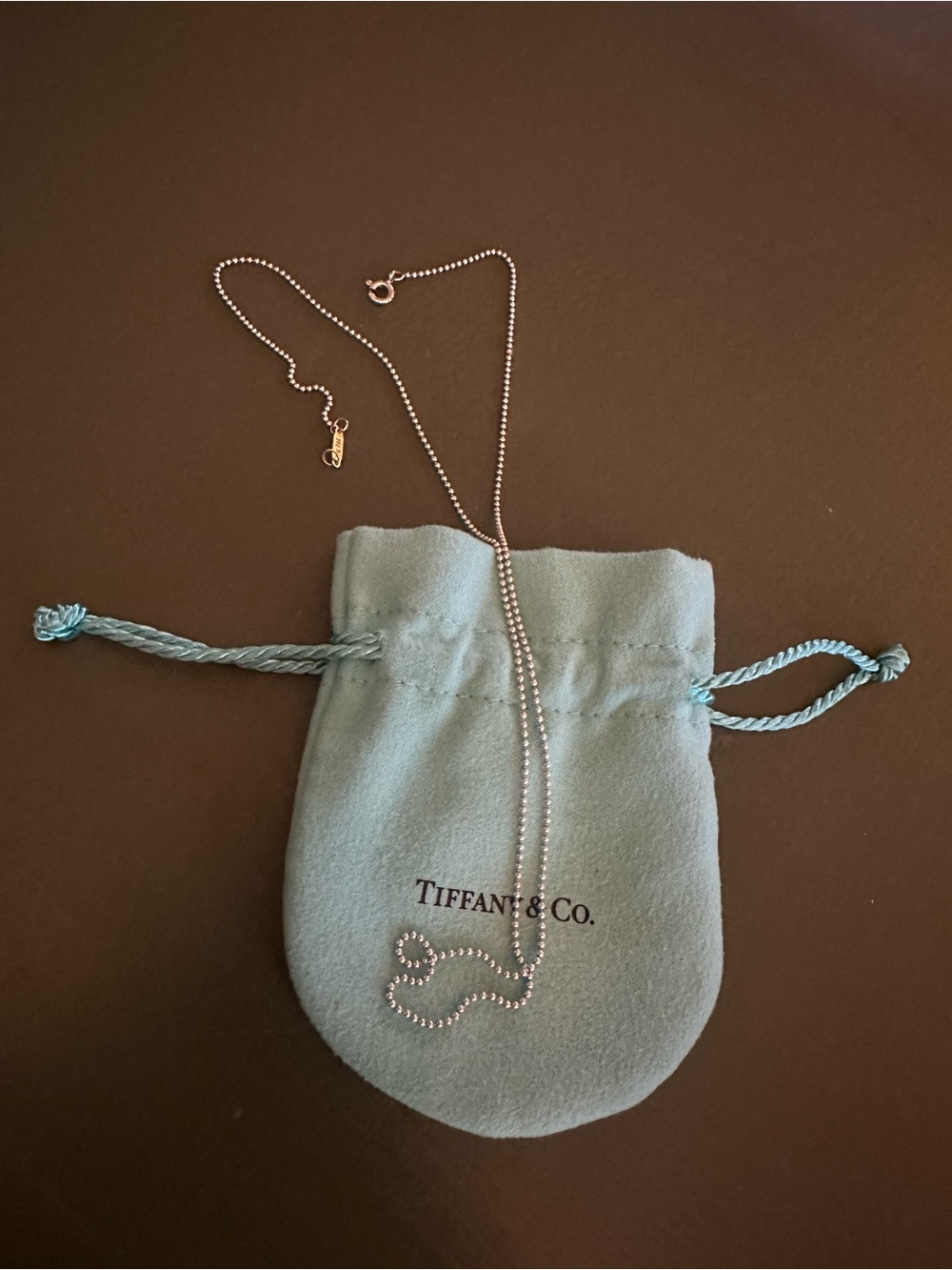 Tiffany & Co. Silver Ball Chain with Blue Pouch